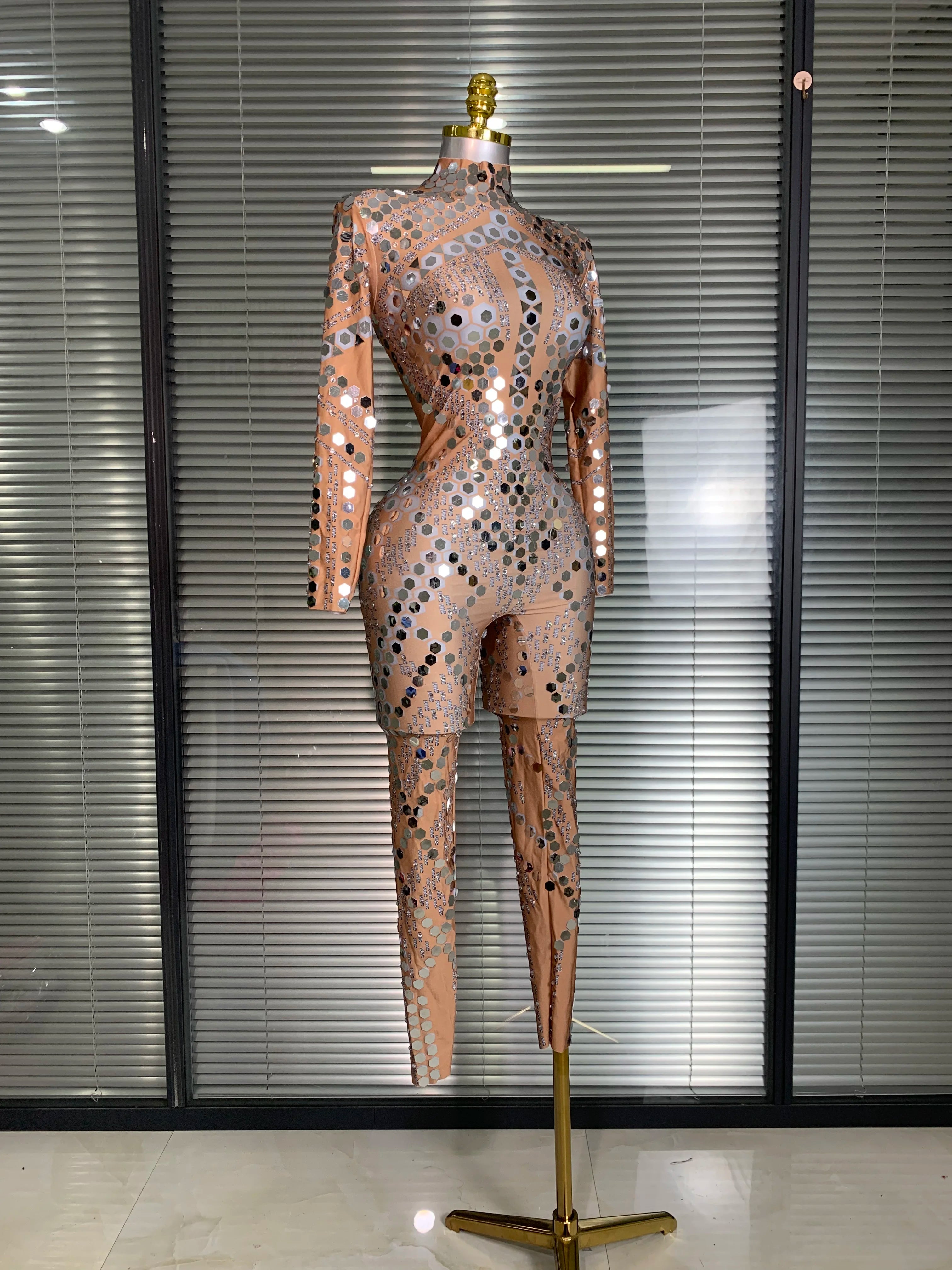 New 2025 Women Sexy Glitter Sequins Skin Bodycon Jumpsuit Celebrity Designer Singer Dancer Night Club Rompers