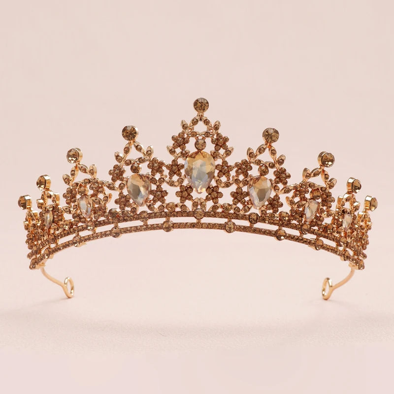 Bridal Headwear - A Golden Lady Fashion Wedding Princess Imitation Pearl Classic Tiaras Girl Luxurious Birthday Crown TS-0003-L