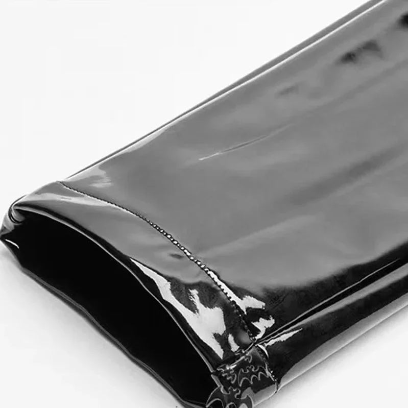 Shiny Patent Leather Pencil Pants Women High Waist PU Leather Bodycon Trousers Ladies Casual Zip Slim Pants Clubwear New Custom