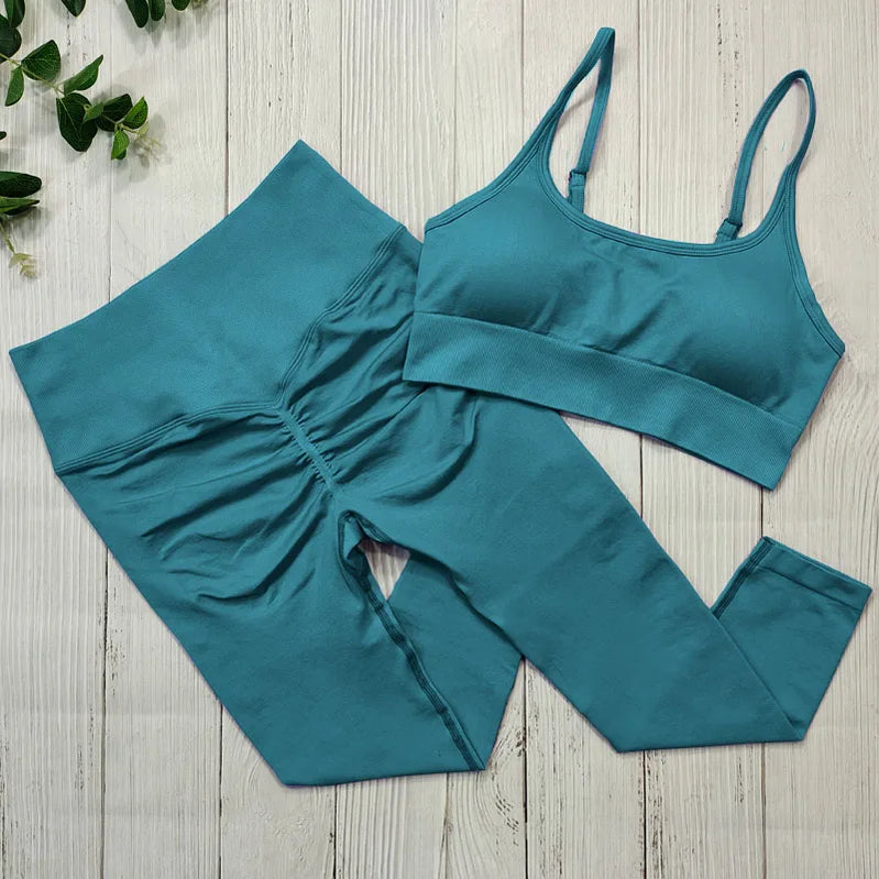 Sportswear Women Seamless Sports Clothing Fitness Suit Yoga Set Workout Clothes For Women Gym Outfit Wear Tracksuit Activewear Dark Green Set