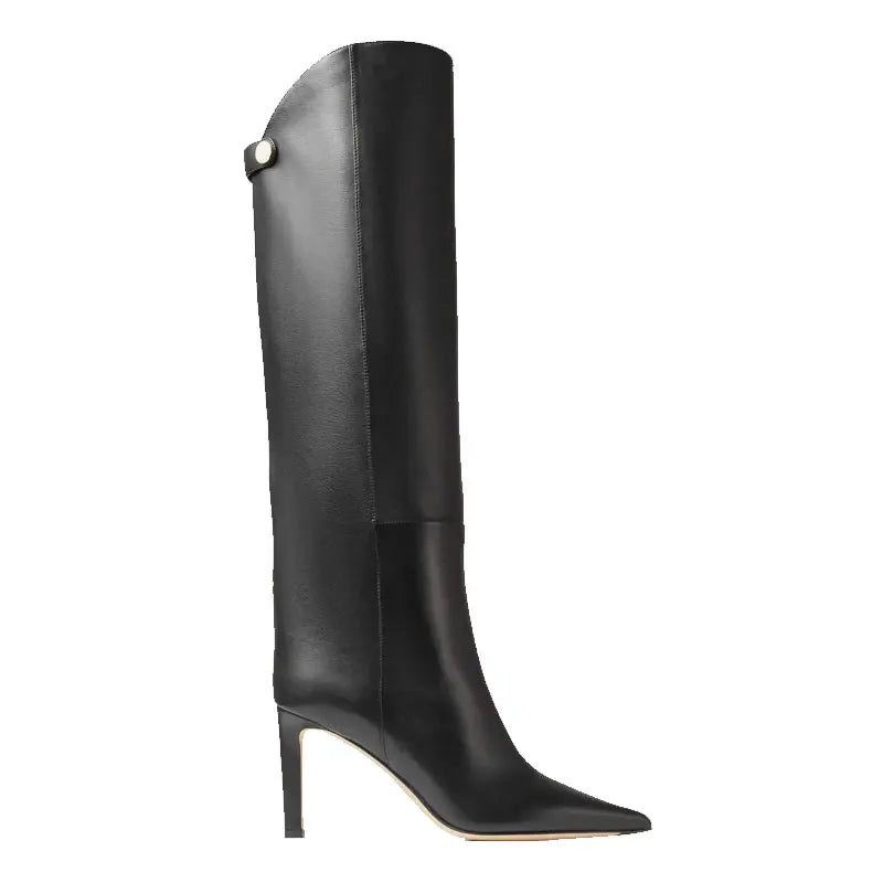 Women's New Thin High Heel Knee Long Boots Fashion Pointed Mid Length Women's Boots Autumn and Winter Fashion Women's Boots