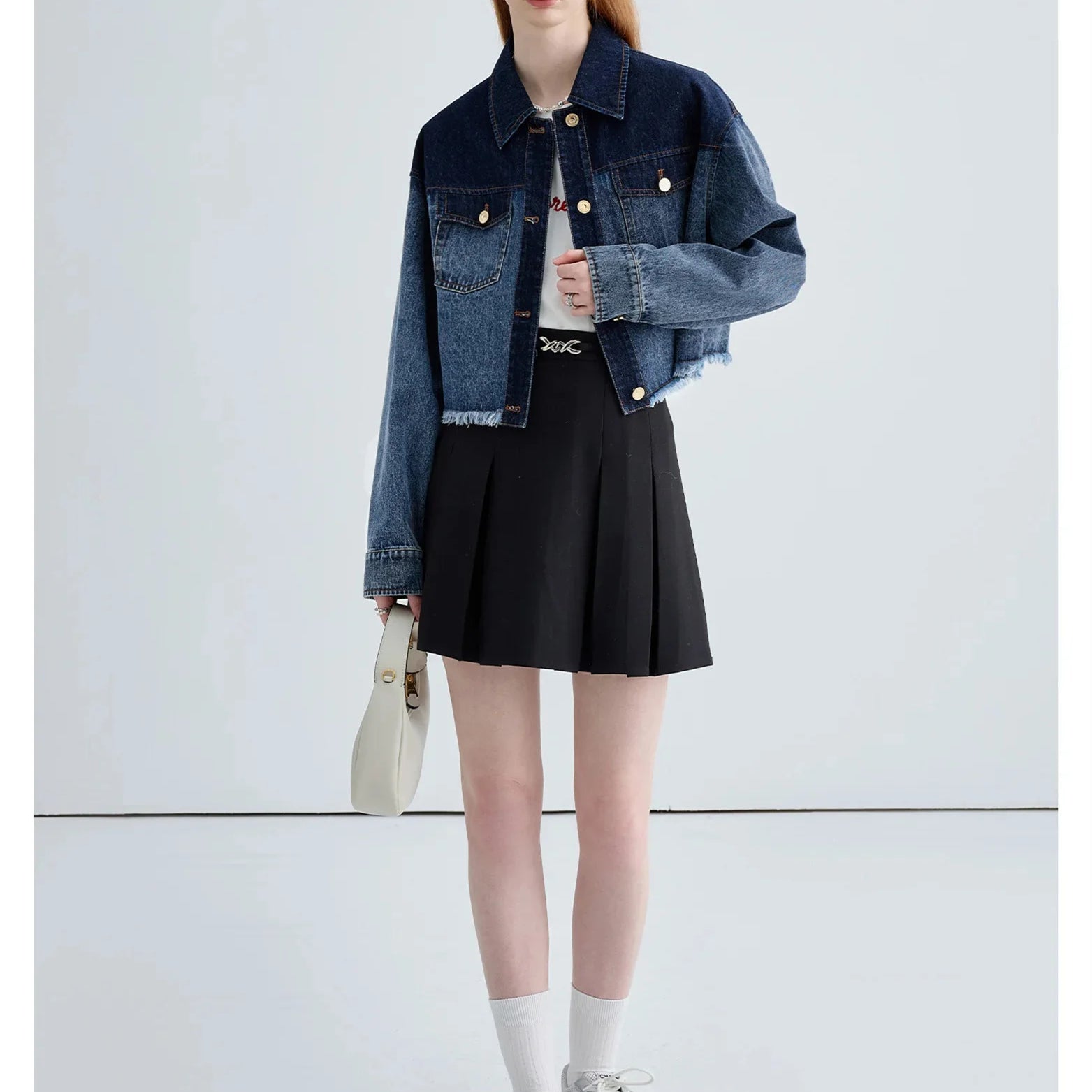 Woman Short Jacket Gradient Denim Coat Fashion Sweet Jean Top Buttons Female Sylish Top Denim Outwear