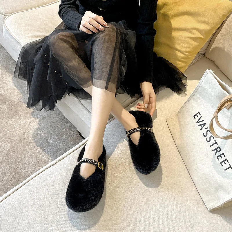 winter women's outerwear shoes Plush warm anti-ski boots Ladies' casual flats fashion design party and work wear 41-43