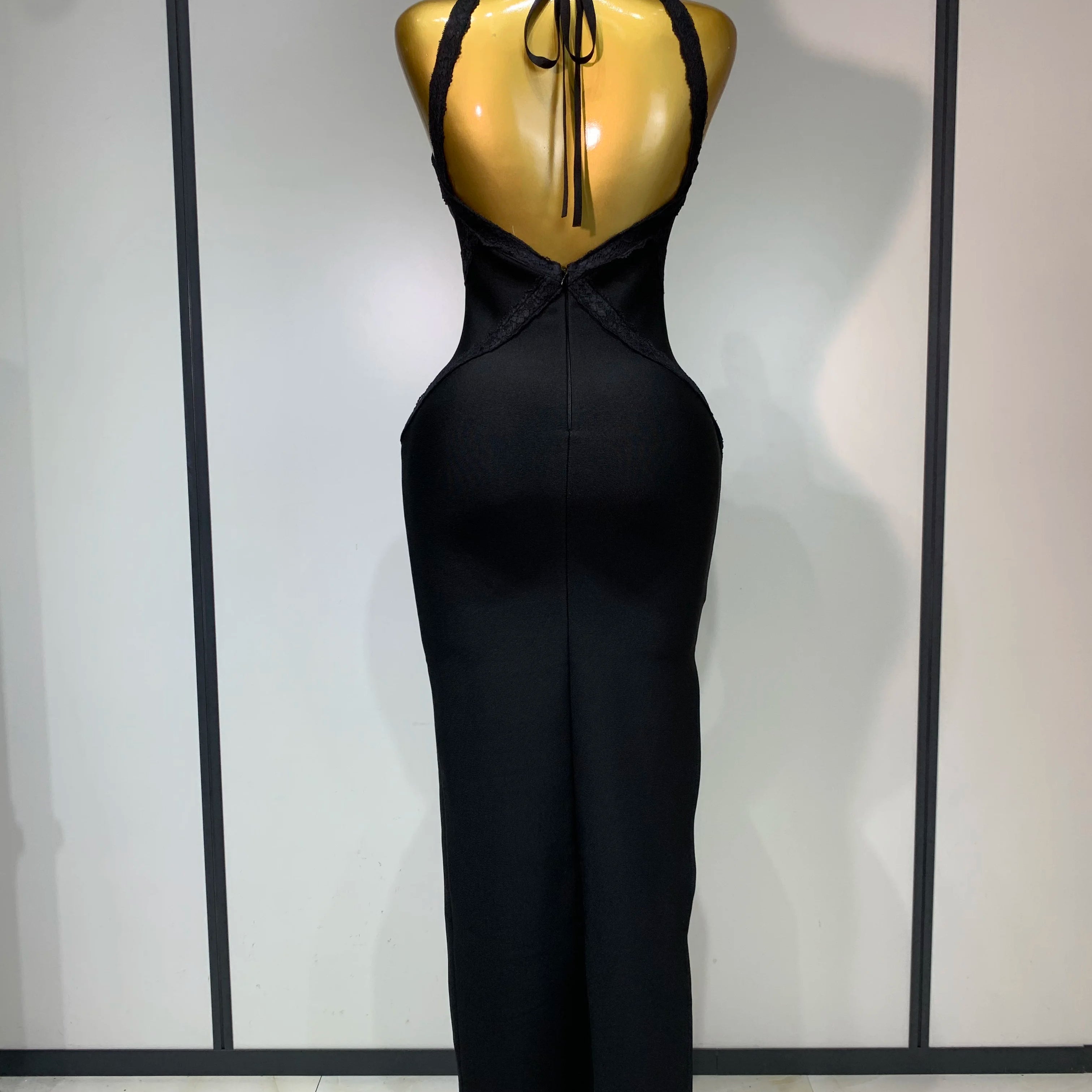 High Quality Sexy V Neck Black Lace Prom Dress Sleeveless Evening Party Gown Celebrity Elegant Luxury Birthday Club Dresses