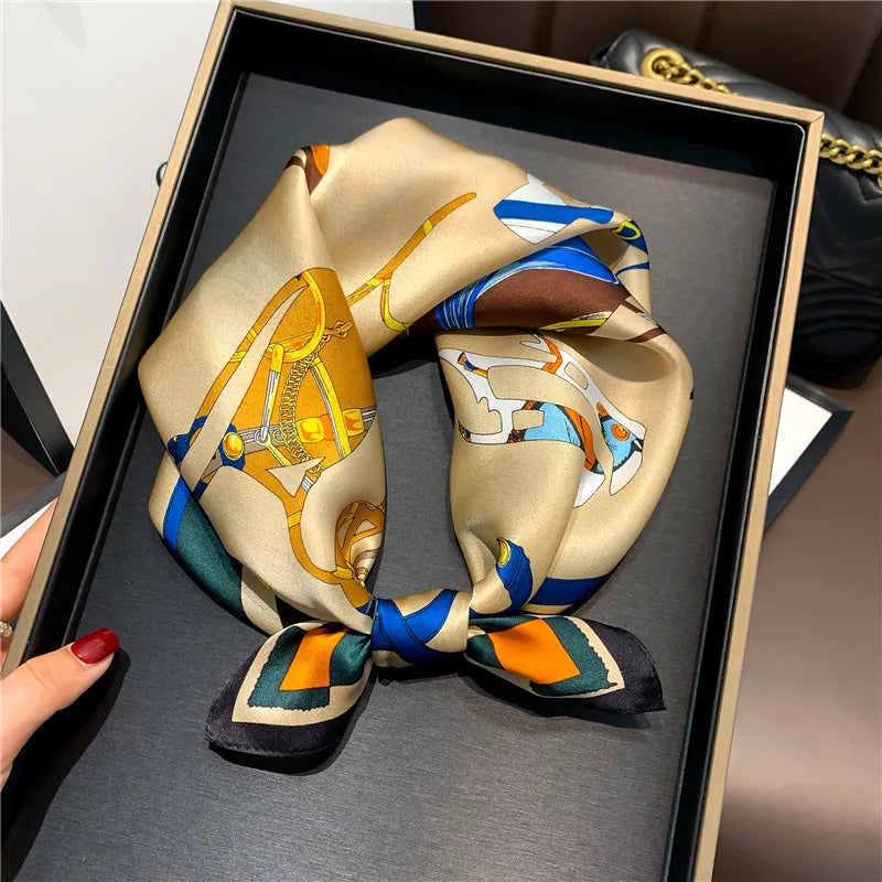 53cm Pure Silk Scarf Women Square Scarves Foulard Hairbands Lady Luxury Designer Female Bandana Neck Kerchief Ties Bandana Hijab 53cm Silk Scarf 22 53X53CM