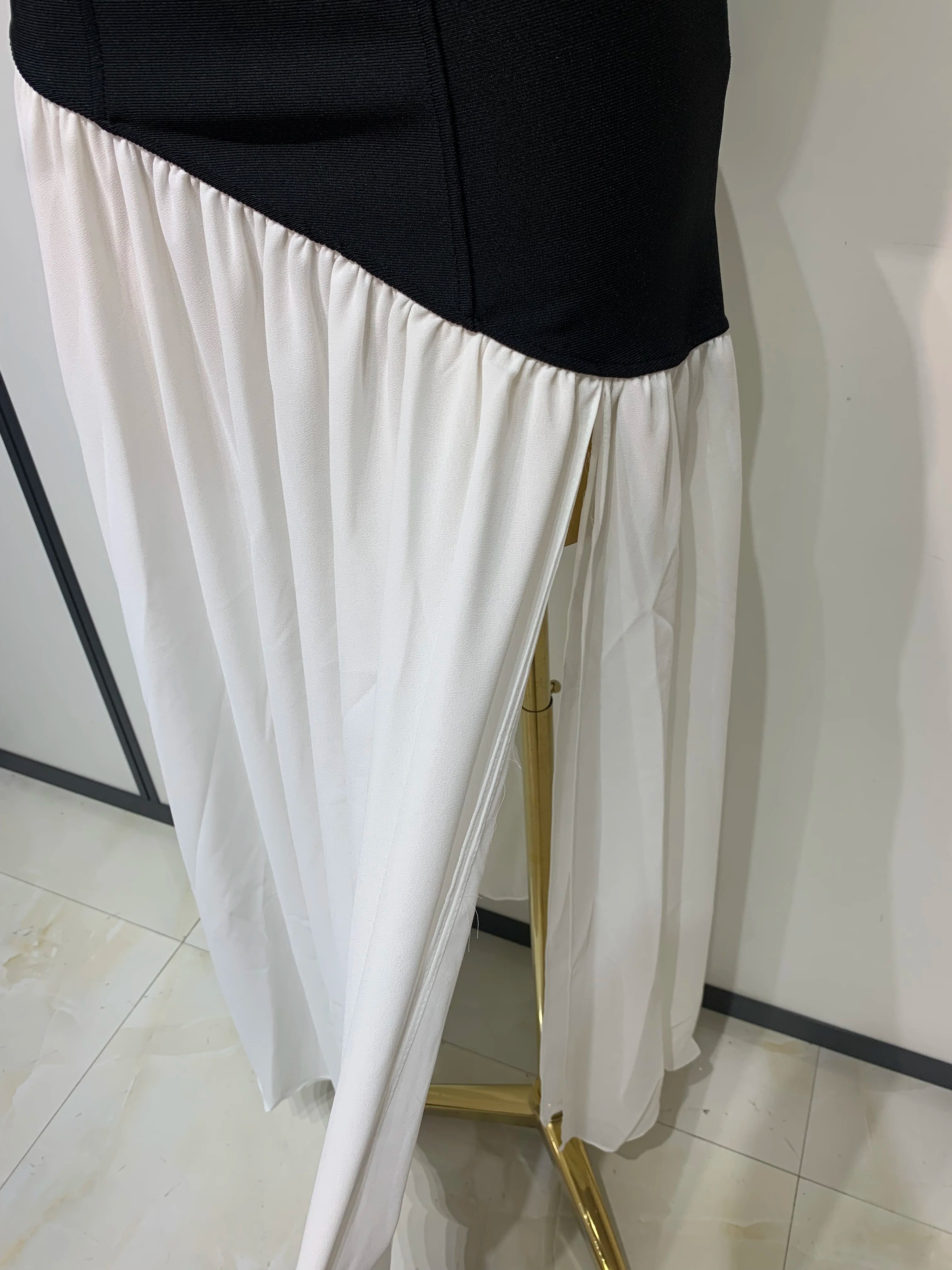 Vestido longo sexy sem alças, patchwork, longo, colado ao corpo, bandagem, 2025, celebridade, elegante, festa noturna, vestido de aniversário de luxo