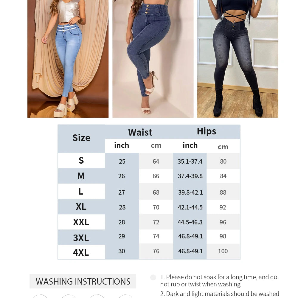 Blue Skinny Stretch Jeans for Women Butt Lifting Sexy High Waisted Zipper Fly Daily Party