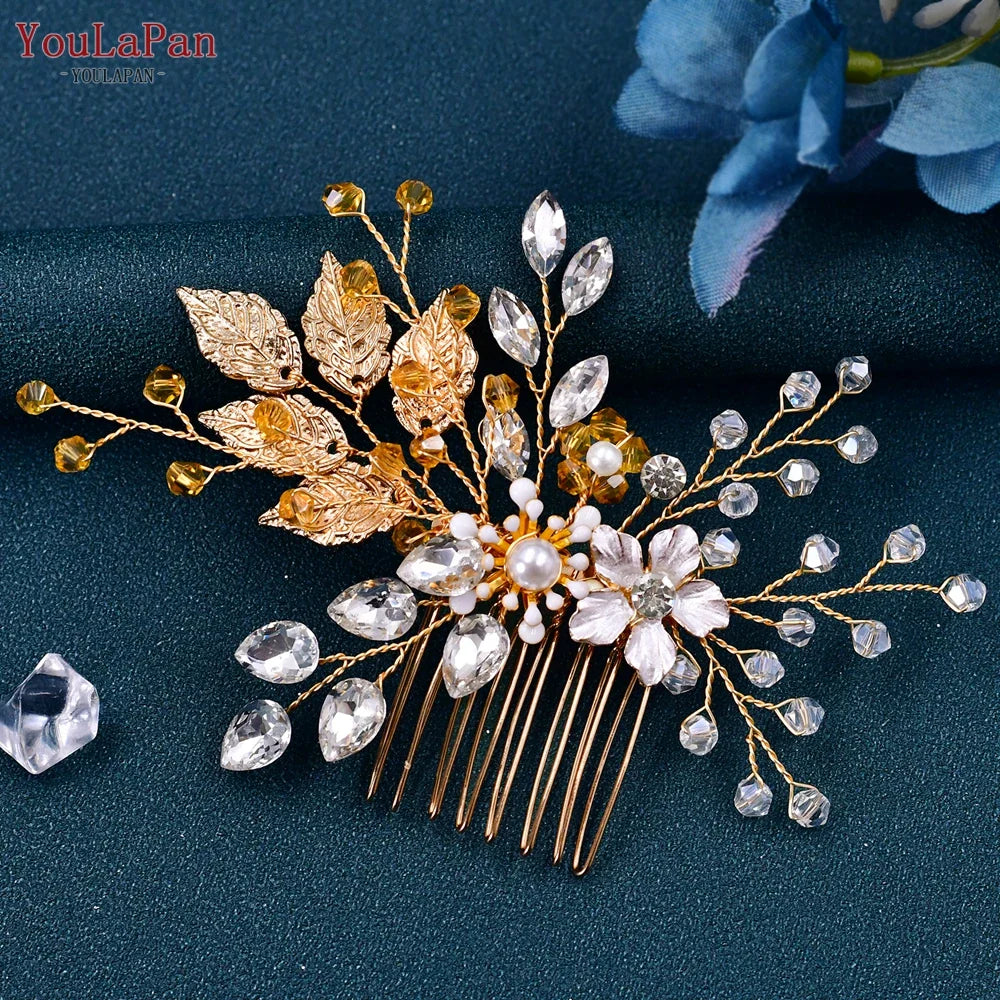 YouLaPan HP135 Pearl Woman Hair Comb Bridal Tiara Headdress Wedding Accessories Jewelry Bride Hair Clip Bridesmaid Headpiece HP67