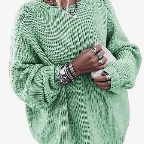 Fashion Oversized Sweaters Women Autumn Winter indie Warm Loose Pullovers Ladies Solid O-neck Long Sleeve Knitted Tops boho Gray 9