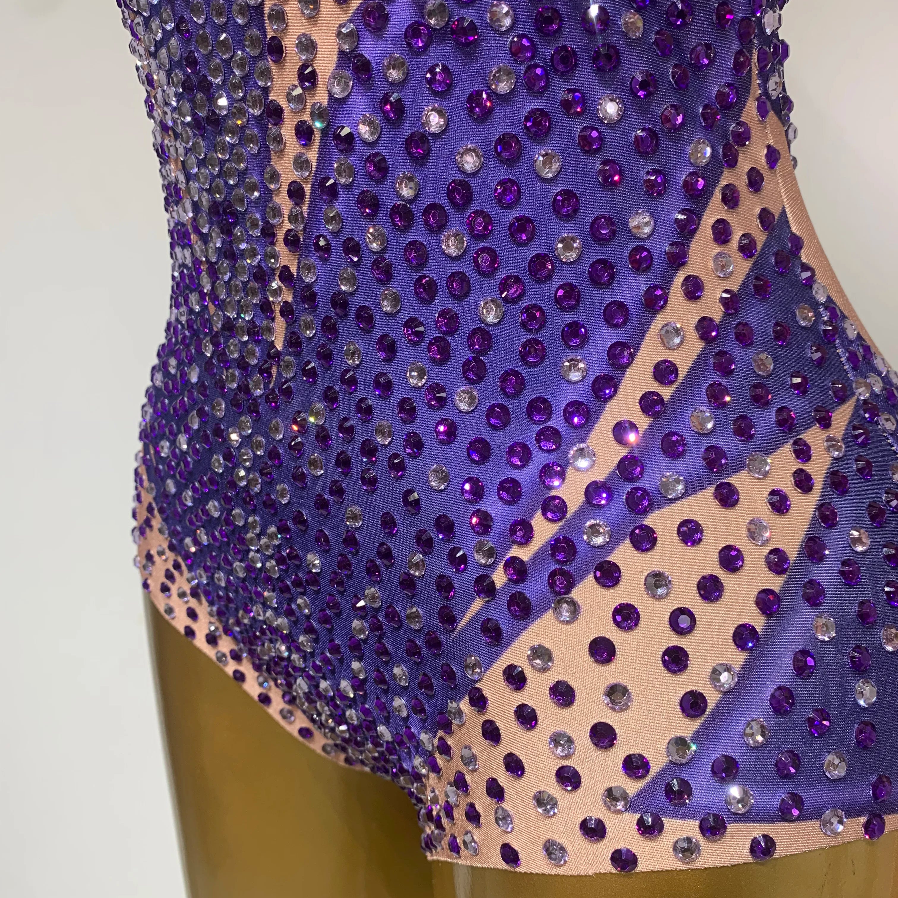 High Quality Luxury Rhinestone Elastic Long Sleeved Bodysuit 2025 Club Singer Dancer Stage Performa Costume Evening Party Outfit