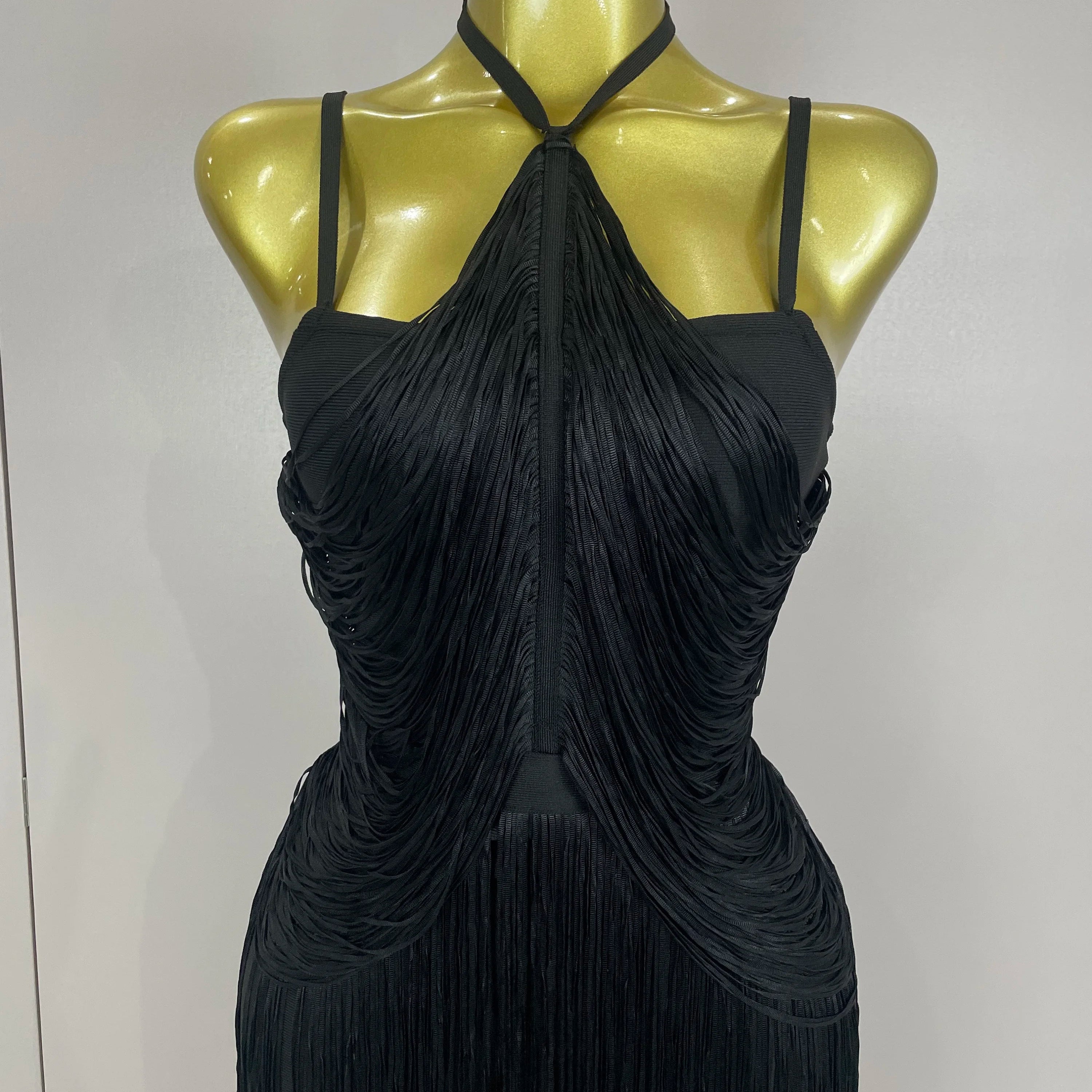 Sexy Backless Green Tassel Ankle Bodycon Bandage Dress 2025 Women Celebrity Elegant Evening Club Luxury Birthday Party Outfit