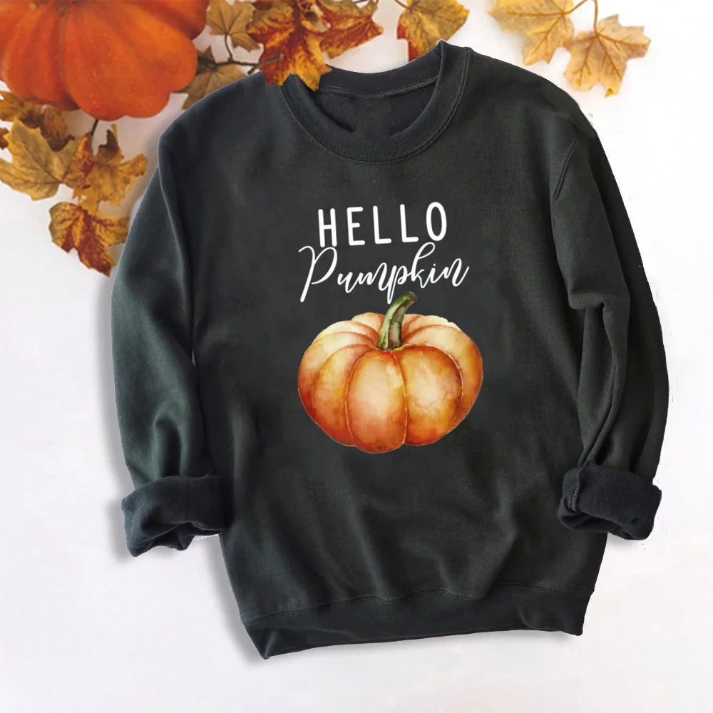 It's Fall Y'all Pumpkin Sweatshirts Thankful Grateful Blessed Hoodie Women Fashion Thanksgiving Pullover Tops Halloween Clothes TM120207-USWBK
