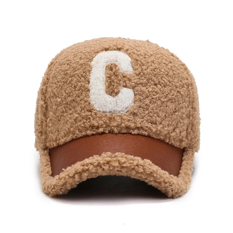 New Winter Caps Letter Embroidery Lamb Wool Baseball Cap Teddy Cashmere Warm Capss