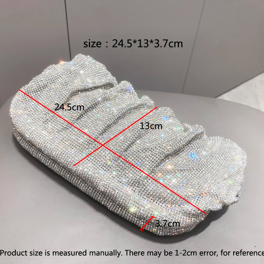Shiny handle Rhinestones Handmade Evening Clutch Bags New Folds Purses And Handbags Luxury Designer Wedding Party