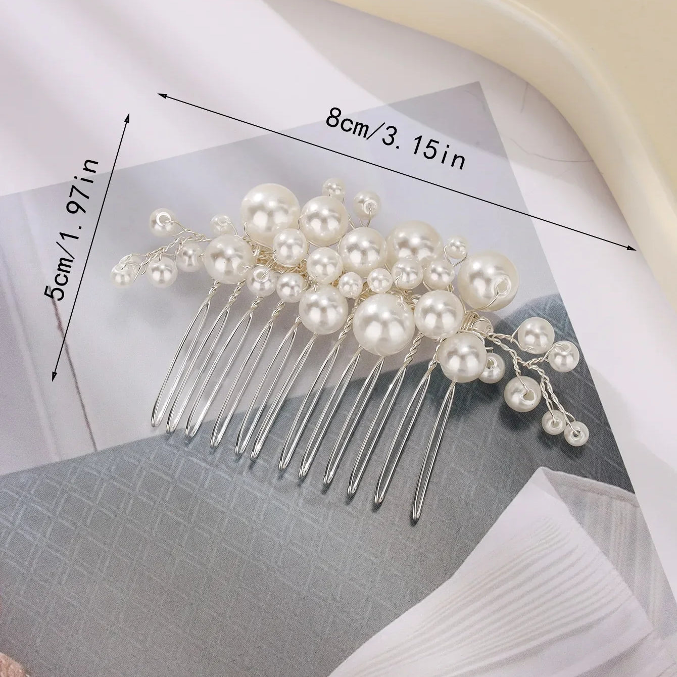 Elegant pearl wedding hair comb bridal side comb piece wedding hair ornament for women and girls