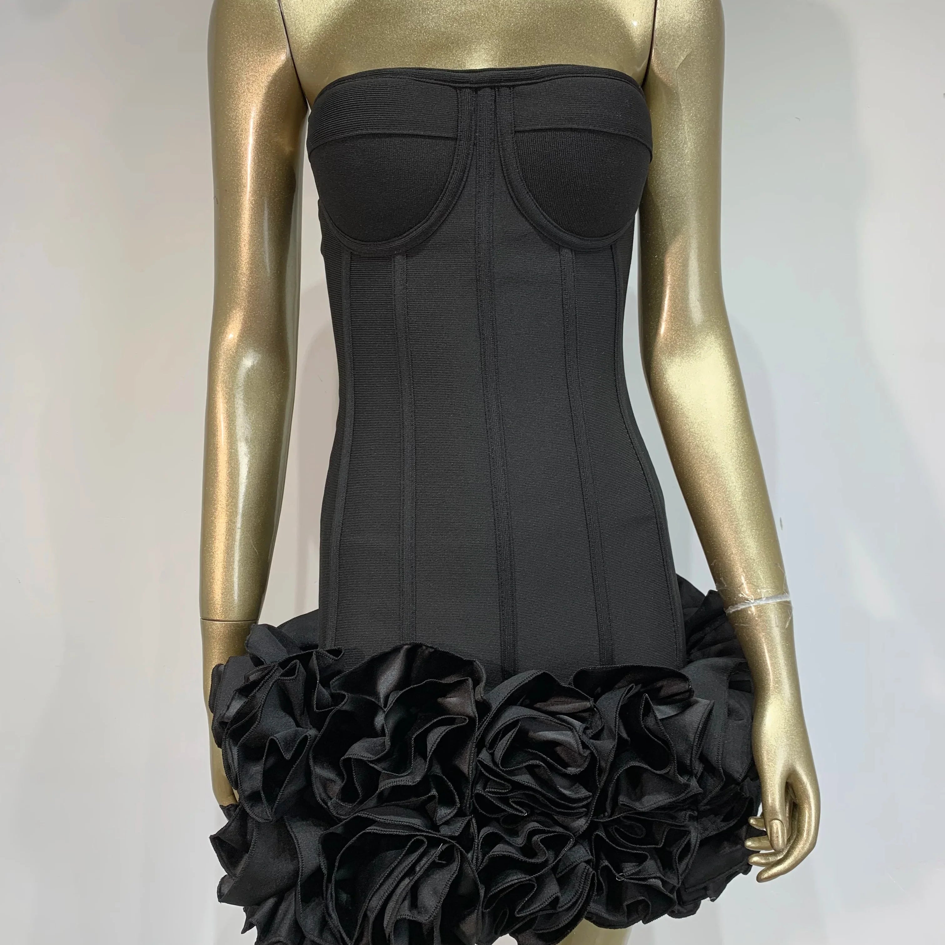 Ladies Sexy Strapless Backless Red Flower Mini Bandage Women Celebrity Dress 2025 Elegant Party Evening Club Vestido Clothing