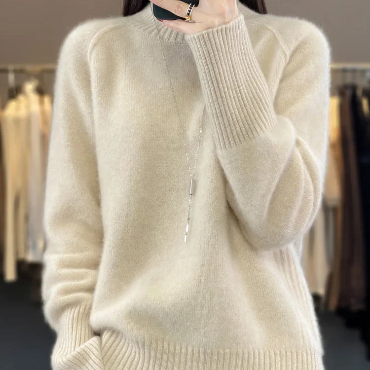 Women Turtleneck Sweater Autumn Winter Basic Pullover 100% Merino Wool Long Sleeves Cashmere Knitted Jumper Female Clothing Tops Beige
