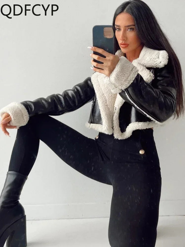 Autumn Winter Women's Leather Jacket Coat Fashion Vintage Zippers Faux Leathers Casual Simple Cool Short Soft Warm Coats