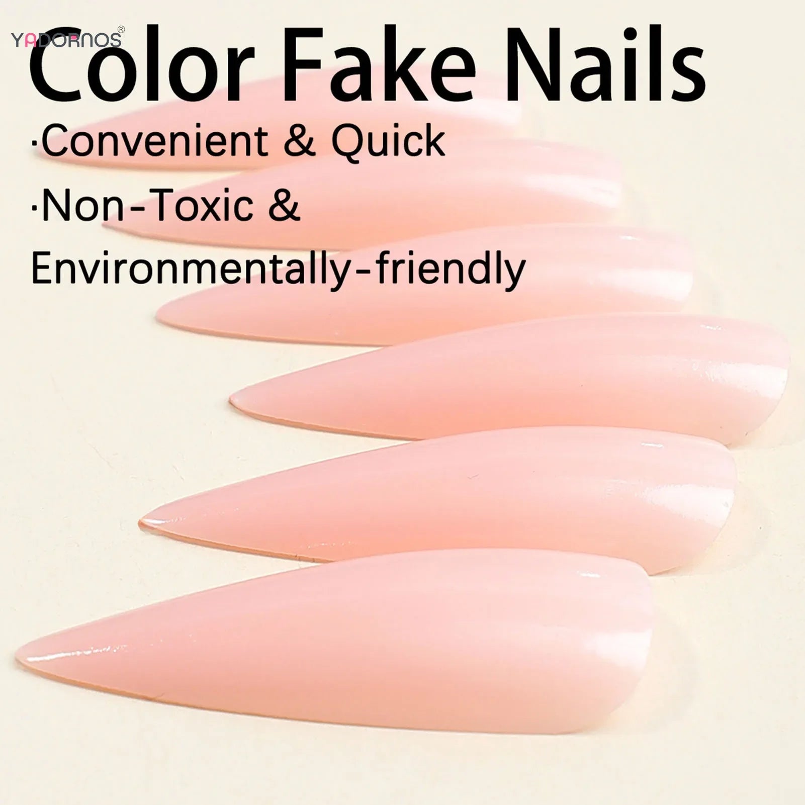 Nude Pink Long Stiletto Fake Nails 24Pcs Solid Color Press On Nails Spicy Girls Charm Manicure Reusable Stick-on False Nails