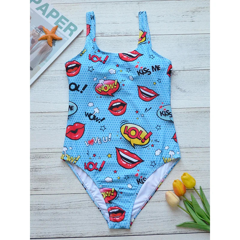 Print One Piece Swimsuit Women Swimwear Push Up Monokini Backless Bathing Suit Swimming Suit Beach Wear Bather Female Style 4
