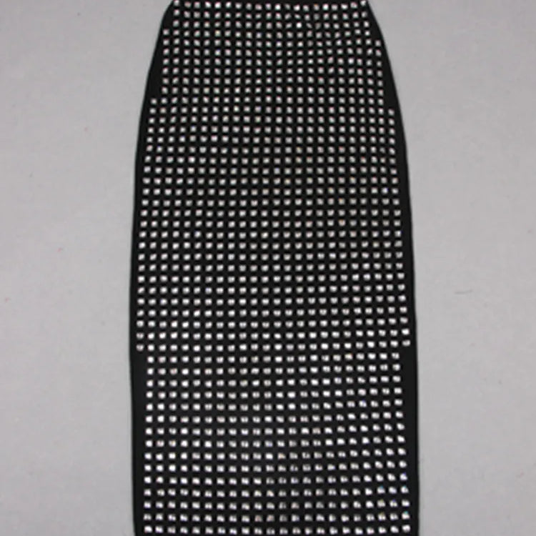 Summer Women Black Diamonds Midi Bodycon Skirt Designer High Waist Party Office Lady Elegant Split Skirt