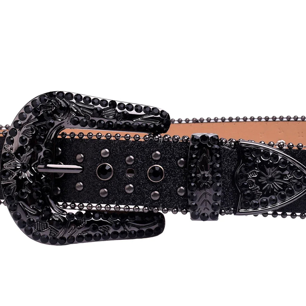 Man-made Diamond Belt, ladies fashion Western Cowboy Rhinestone belt design leather belt inlay man-made diamond belt jeans