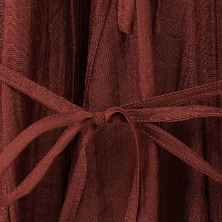 European and American style fashion all-match long-sleeved dress pleated new women's clothing ruffled tie waist dress