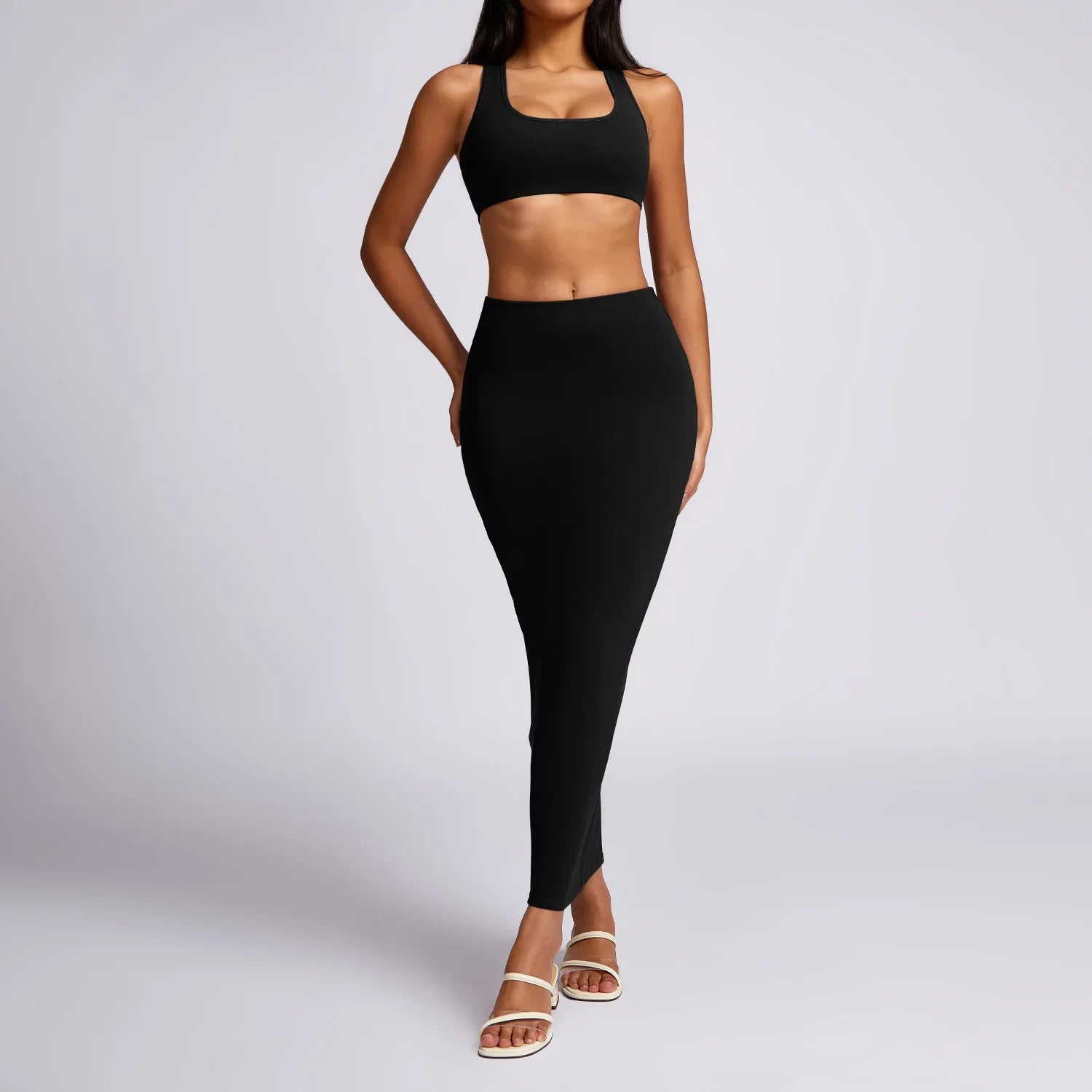 New Yoga Set Workout Clothes Fitness High Quality Suits Sports Bra High Waist Leggings 2 Piece Women High Stretch Gym Outfit black-2