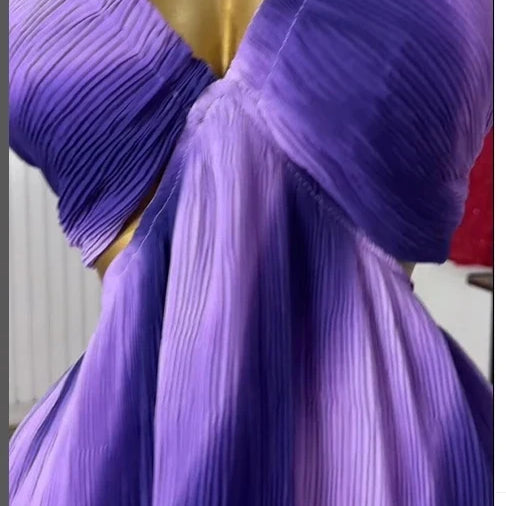 CM.YAYA Women Sleeveless Strap Gradient Printed Big Swing Dress 2025 Beach Holiday Evening Night Party Vestidos Sexy Dresses