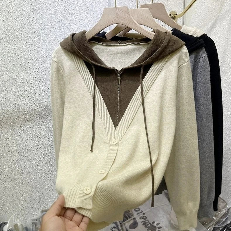 Autumn and winter hooded Maillard sweater sweater design casual loose long-sleeved shirt Joker tide. Xing One Size