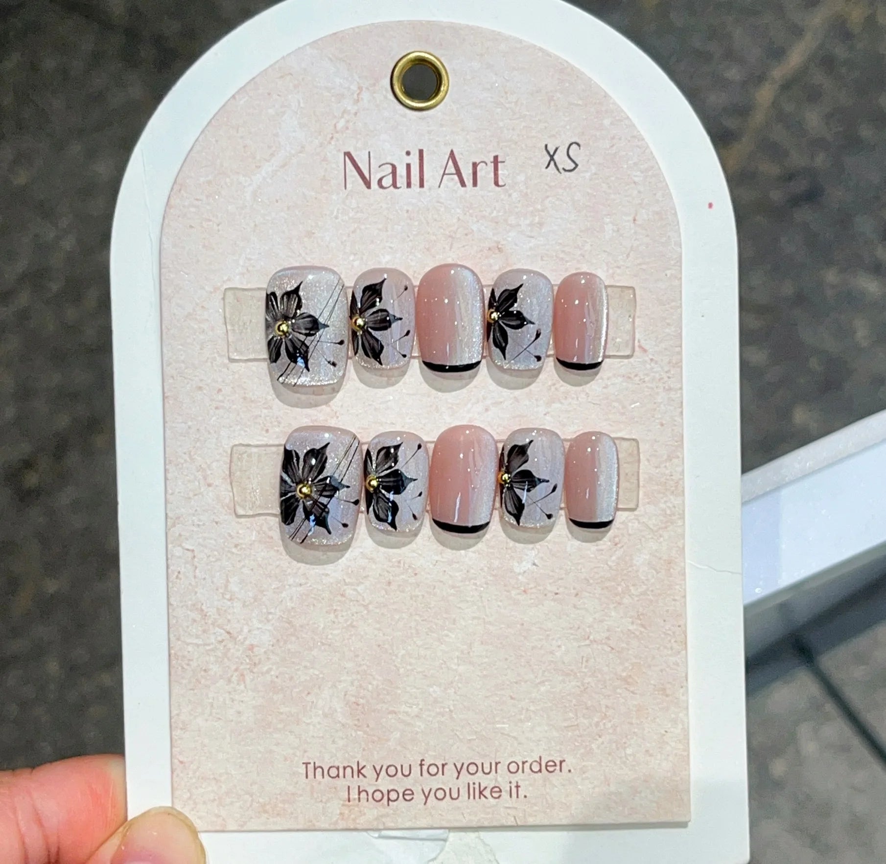 10Pcs Floral Leaves Ballerina Handmade Fake Nails Short Shimmery Press on Acrylic Nail Autumn Winter False Gel Nail Manicure Tip