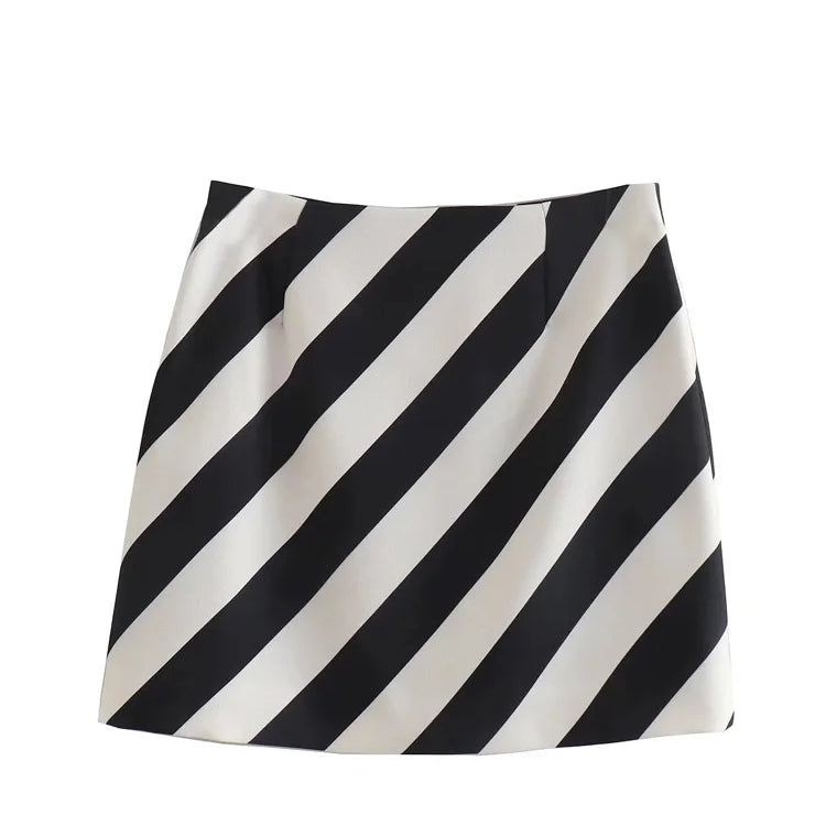 TRAF Stripes Short Skirt Women 2022 Fashion Office Lady High-waisted Mini Skirt Woman Summer Clothing Elegant Female Skirts Set