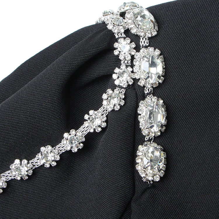 TWOTWINSTYLE Slimming Solid Blazers For Women Lapel Long Sleeve Patchwork Diamond Temperament Blazer Female Fashion Clothing New