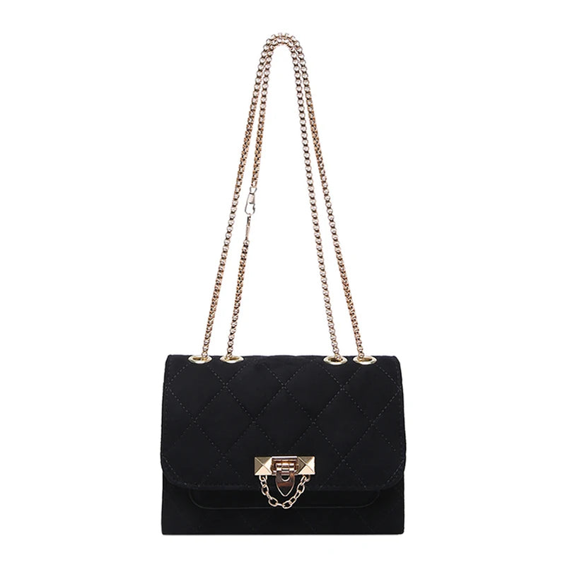 Imitation Suede Women Chain Shoulder Bags Solid Color Flap Bag New Female Small Underarm Bag Fashion Commute Crossbody Bag