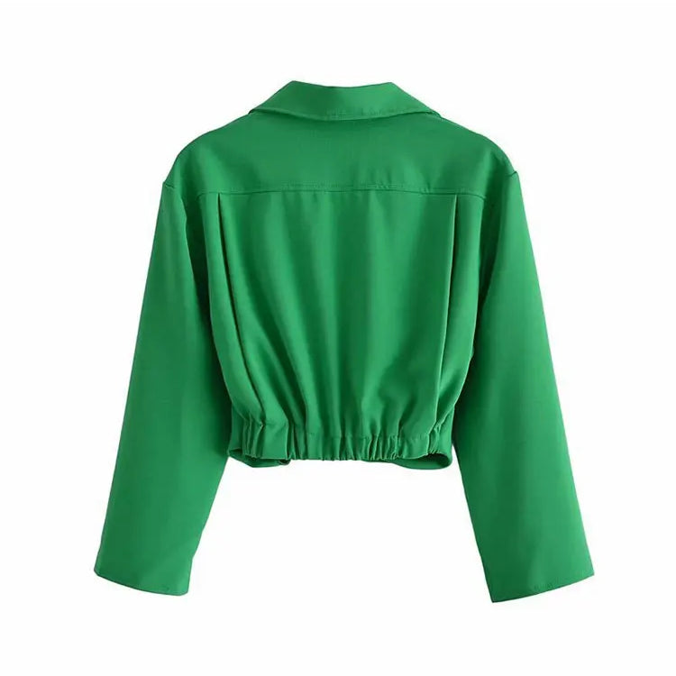 Spring Women Vintage Elegant Green Shirt Female Sexy V Neck Streetwears Blouses Casual Tie Slim Shirt Chic Top