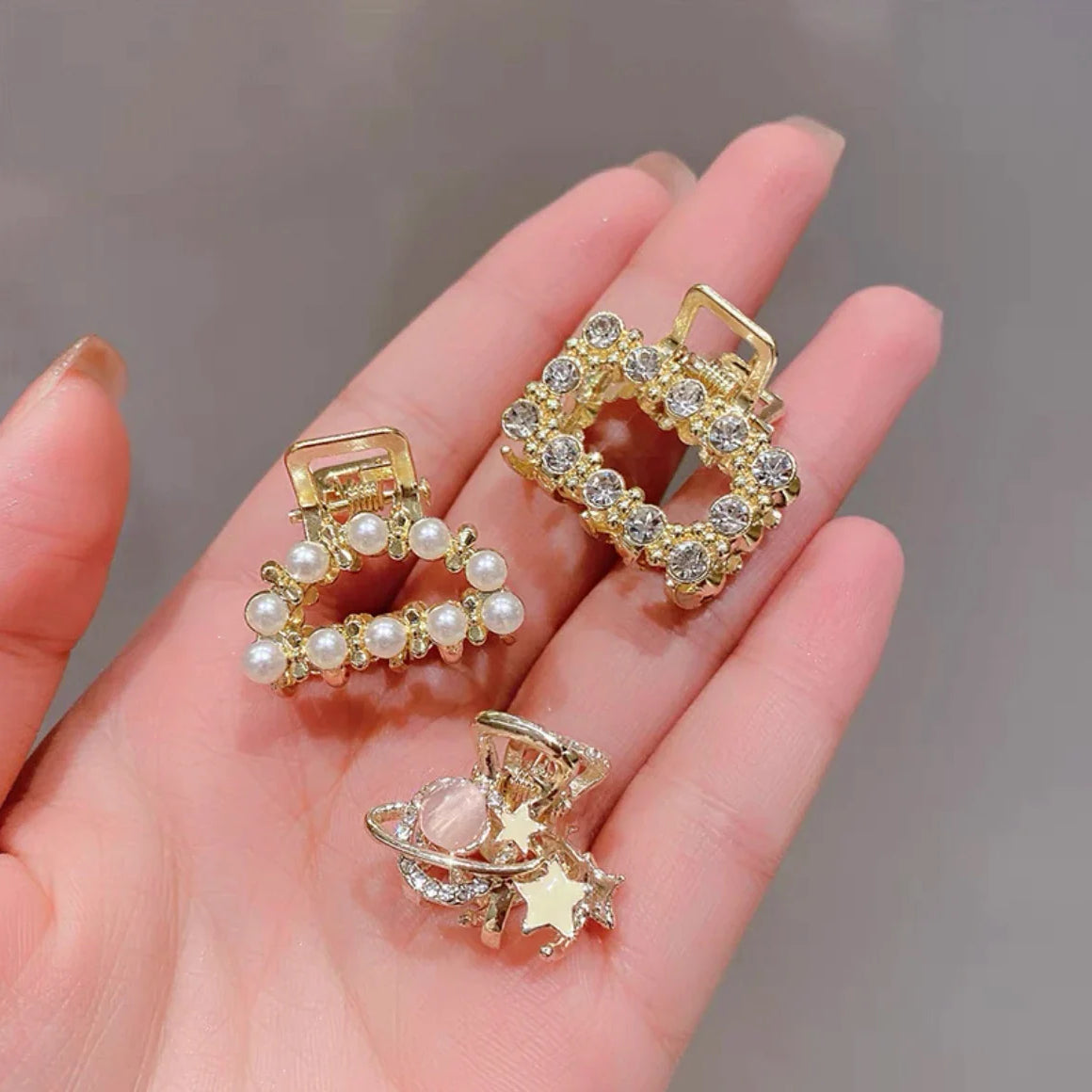 Mini Pearl Hair Claws Clips for Women Elegant Rhinestone Headwear Hairpins Hair Crab Barrettes Hair Accessories for Women 3pcs 3 One Size