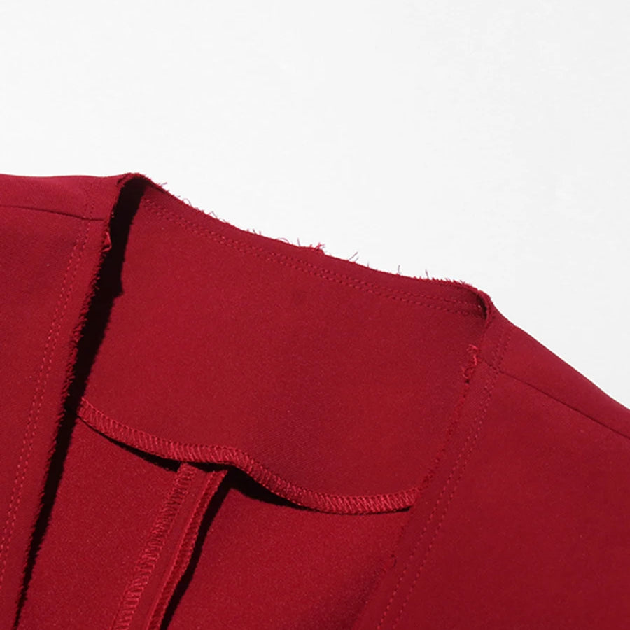 TWOTWINSTYLE Solid Slimming Spliced Button Minimalist Jackets for Women V Neck Long Sleeves Patchwork Cape Jacket Female Fashion