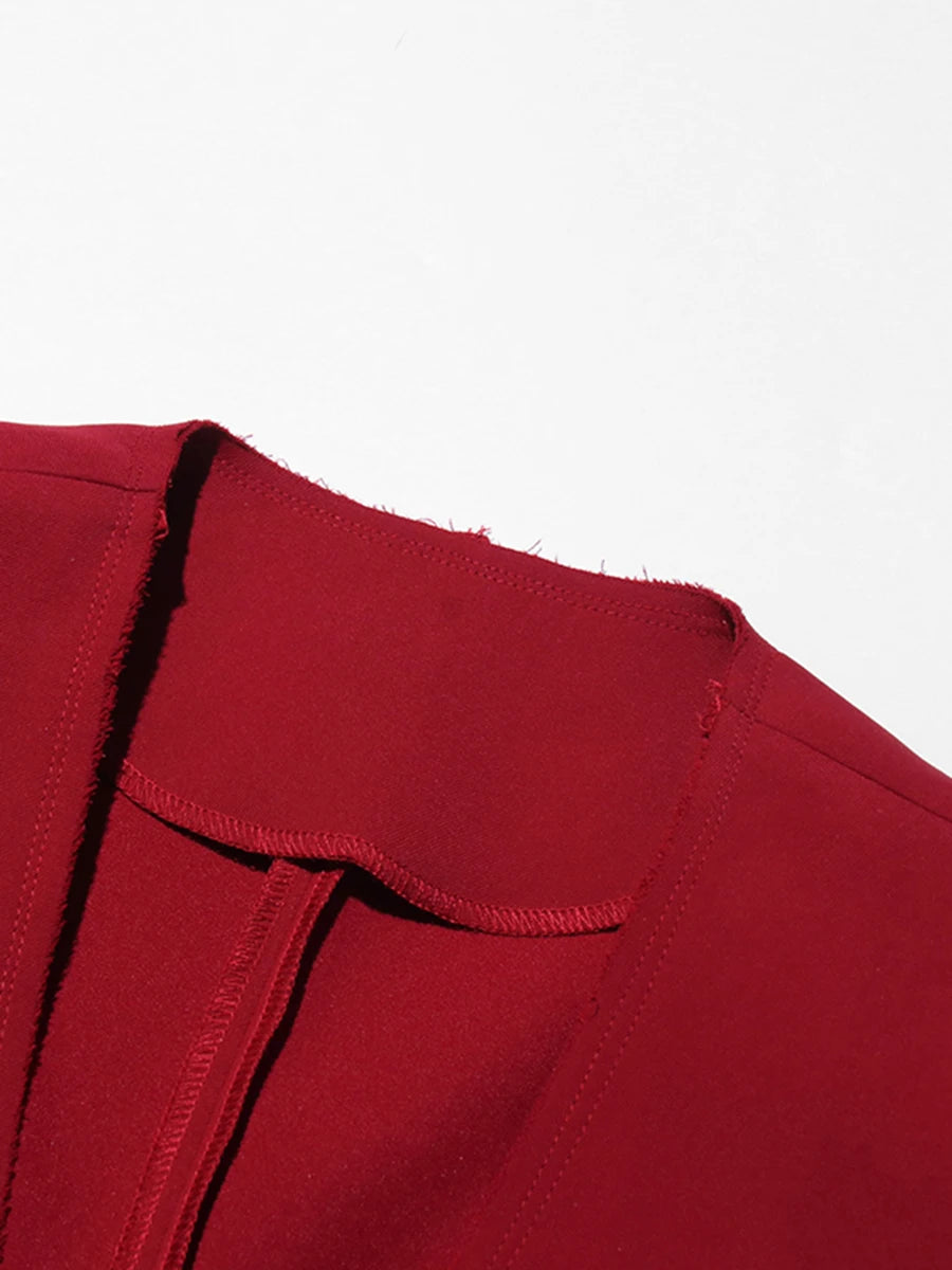 TWOTWINSTYLE Solid Slimming Spliced Button Minimalist Jackets for Women V Neck Long Sleeves Patchwork Cape Jacket Female Fashion