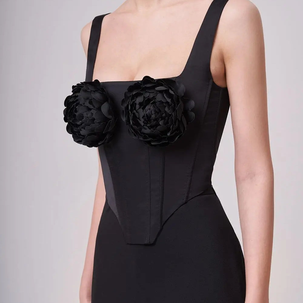 Black White Women Sexy Sleeveless Florals 2 Pieces Bodycon Midi Bandage Dress Elegant Evening Party Celebrate Homecoming Dress