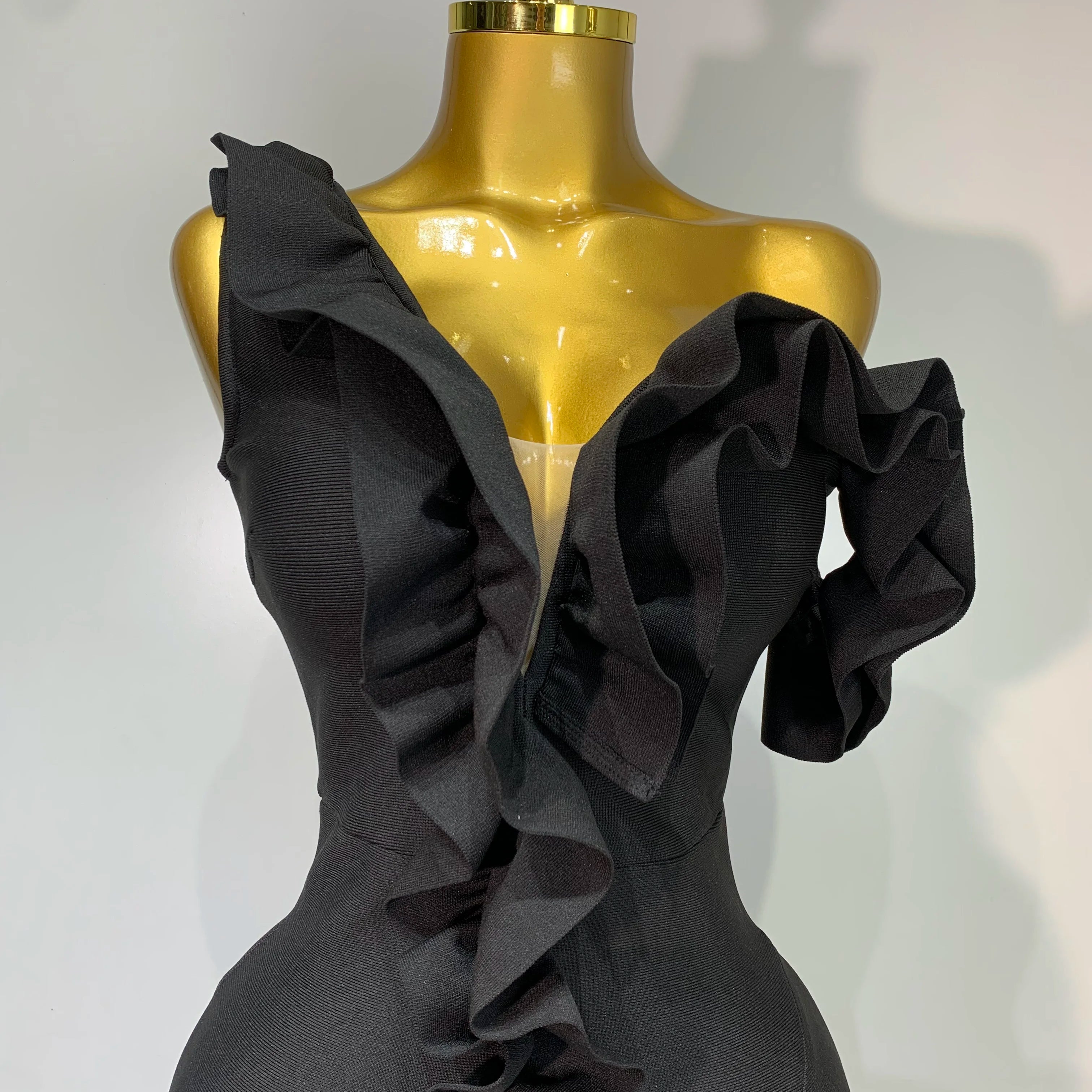 Women Sexy Backless Ruffles Bodycon Split Bandage Dress 2025 Celebrity Elegant Evening Party Luxury Birthday Dresses