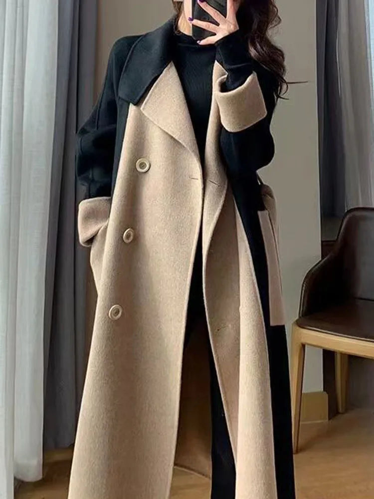 Elegant Women Woolen Coat Long Sleeve Streetwear Korean Fashion Jackets Loose Fairycore Vintage Autumn Winter Coats