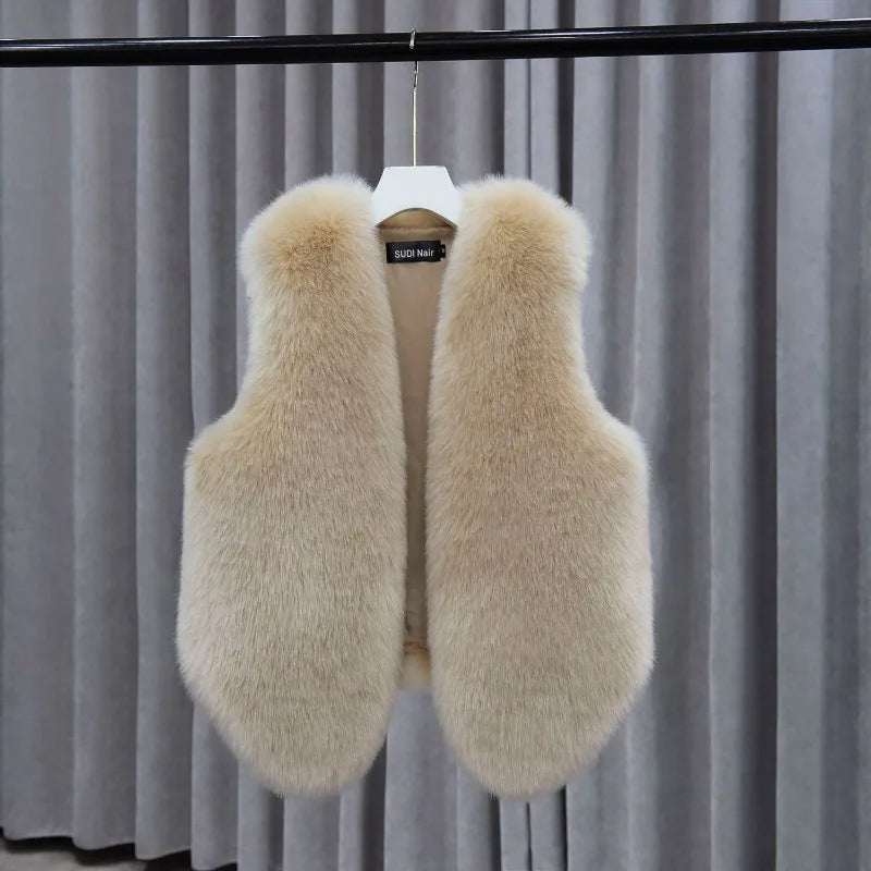 Women's Plush Vest Winter Fall Fur Waistcoat Comfortable Soft Sleeveless Sherpa Jacket Fashion Sexy Shealing Gilet