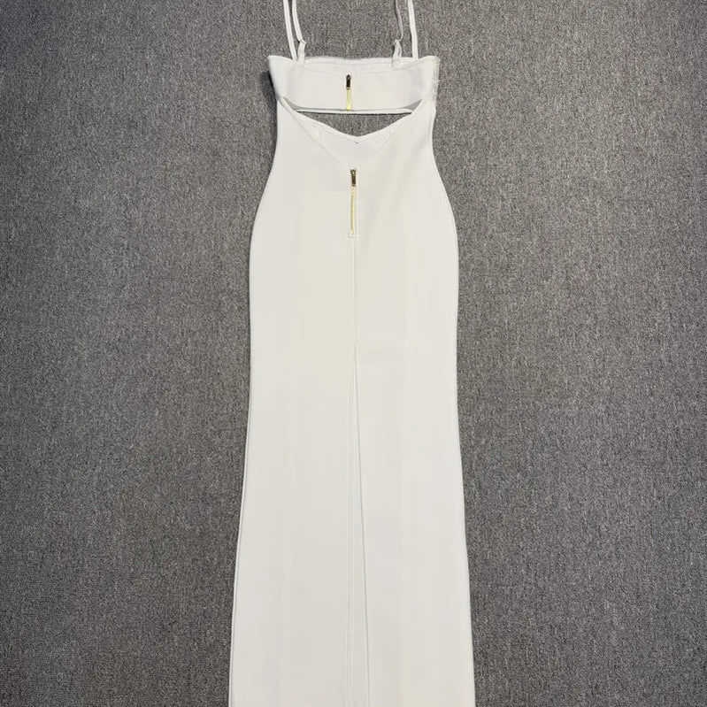 Arrival Women Sleeveless Sexy Strap Square Collar Bodycon Long Bandage Dress Celebrate Evening Party Nightclub Outfit