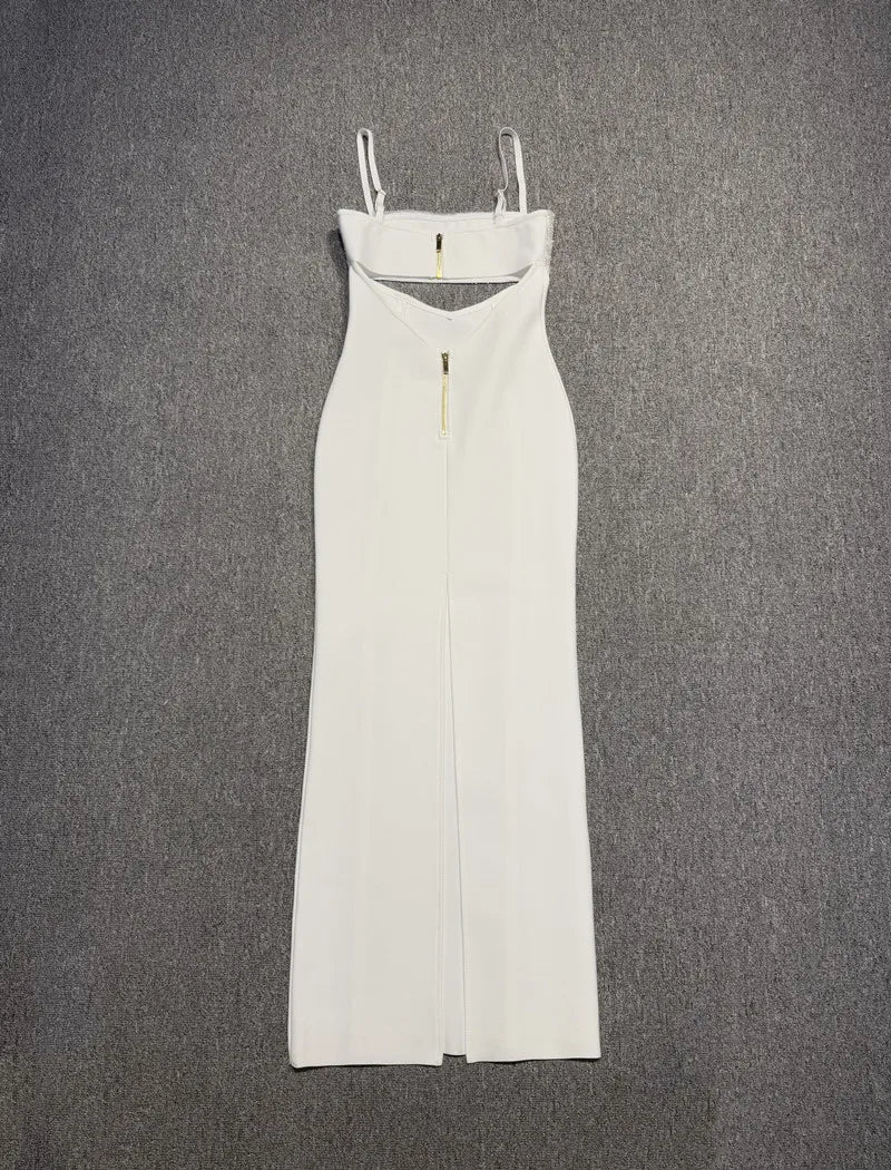 Arrival Women Sleeveless Sexy Strap Square Collar Bodycon Long Bandage Dress Celebrate Evening Party Nightclub Outfit