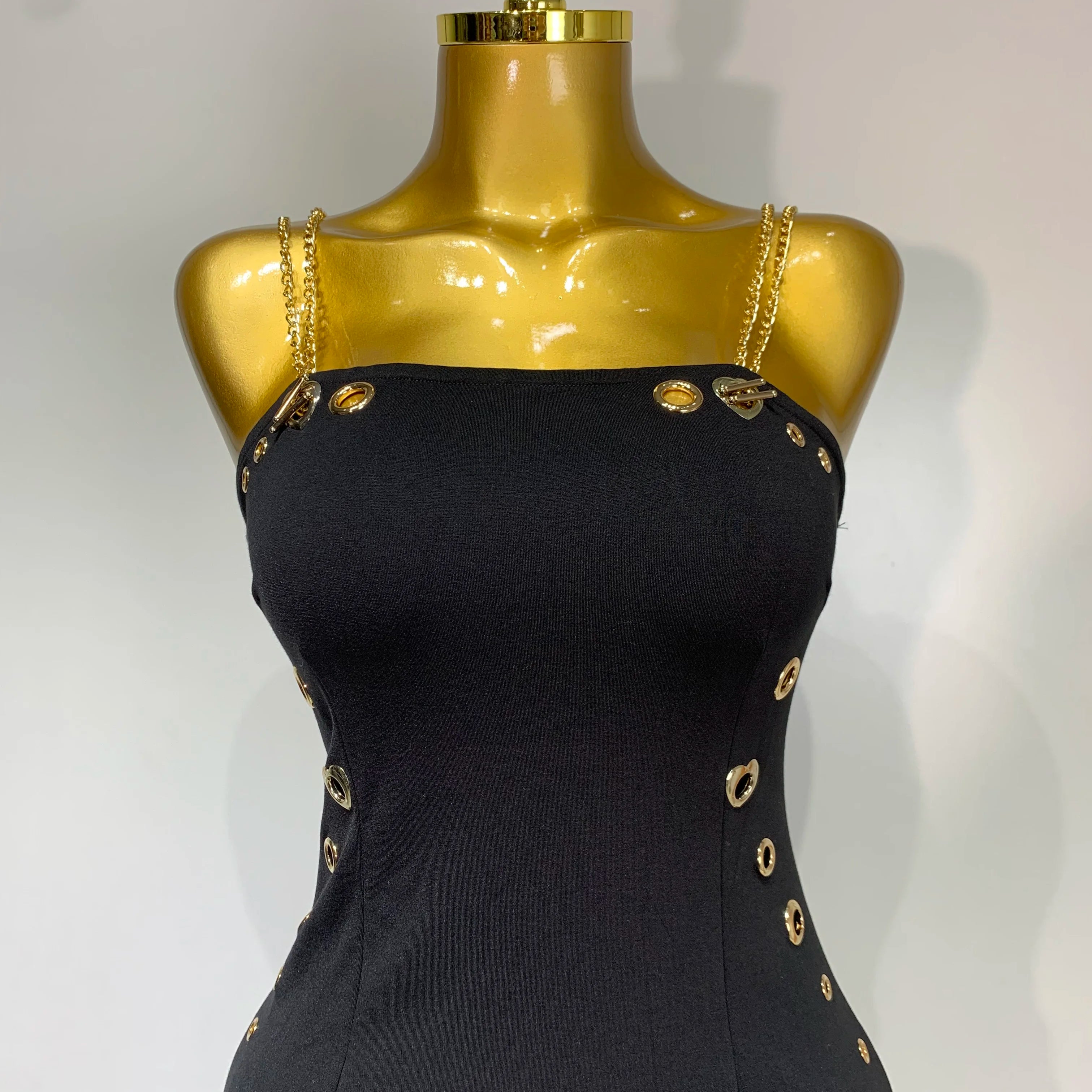 Women Sexy Sleeveless Square Colalr Chain Bodycon Maxi Long Dress Elegant Evening Party Fashion Celebrate Birthday Dress