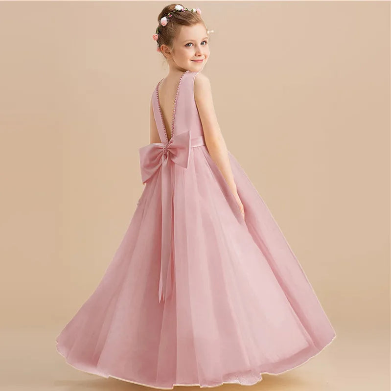Christmas Dress for Teen Girls New Long Dresses for Pageant Prom Elegant Xmas Costumes Wedding Party Bridesmaid Backless Gown