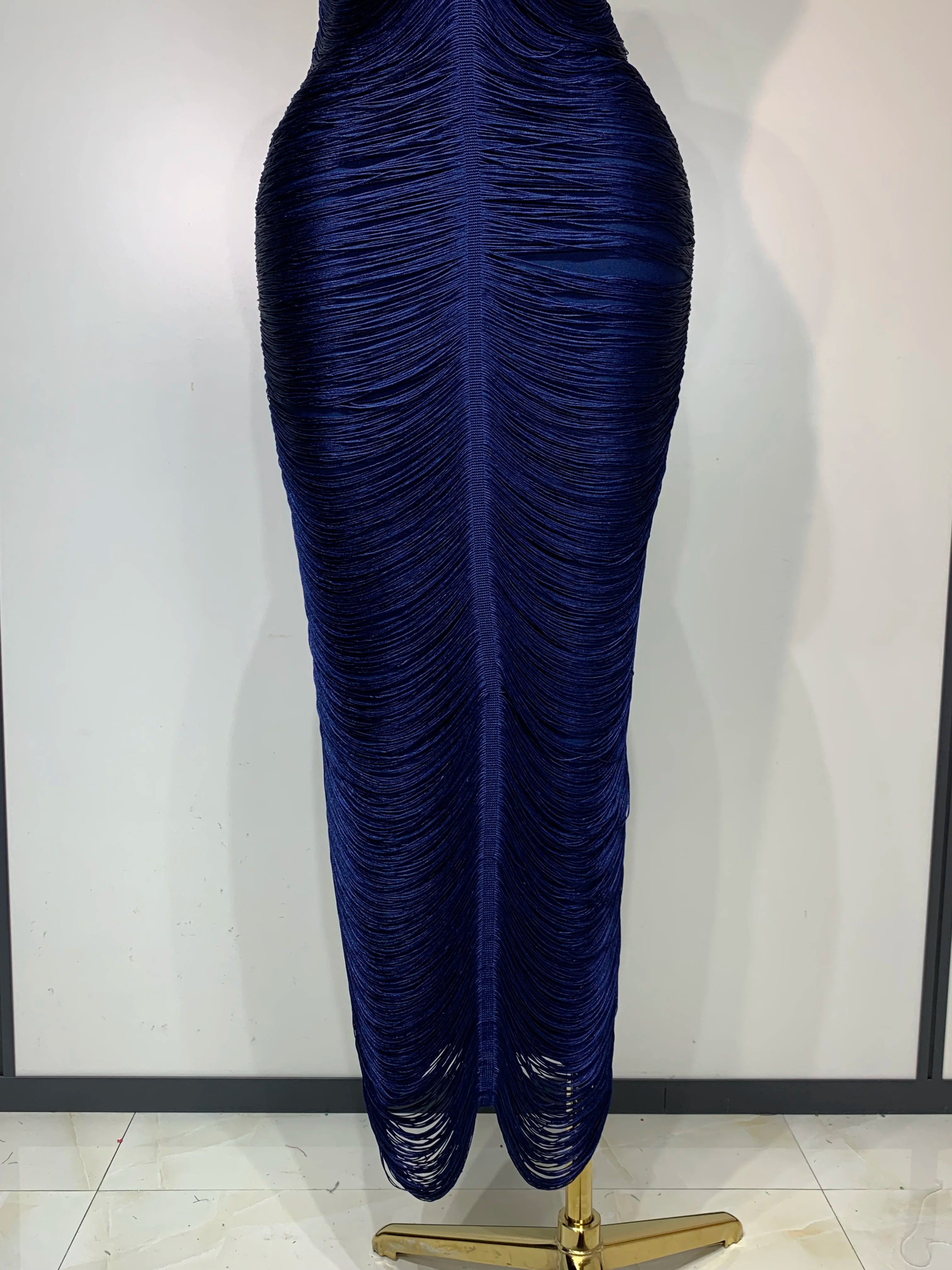 Women's Fashion Tassel Split Hanging Neck Bodycon Dress Elegant Celebrity Evening Party Luxuru Birthday Wedding Guest Dress