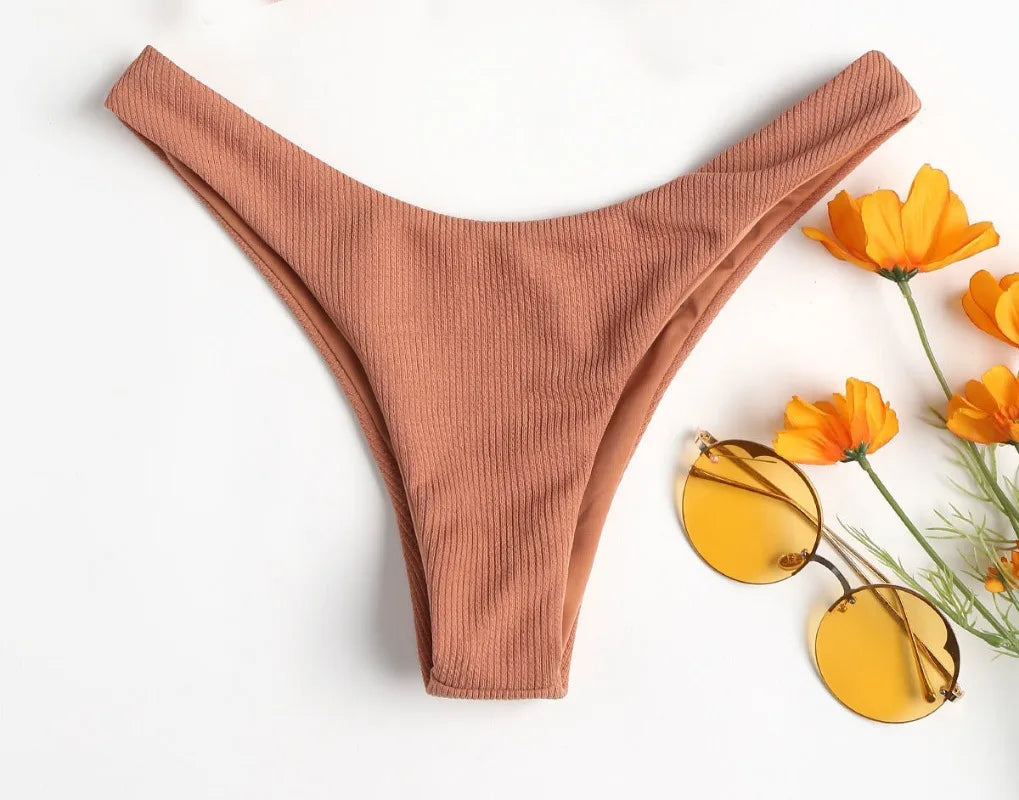 Swimsuit New Summer Women Bikini Sexy Swimwear Set Packwork Brazilian Bathing Beachwear Swimming Bathing Suit Women Brown Bottom