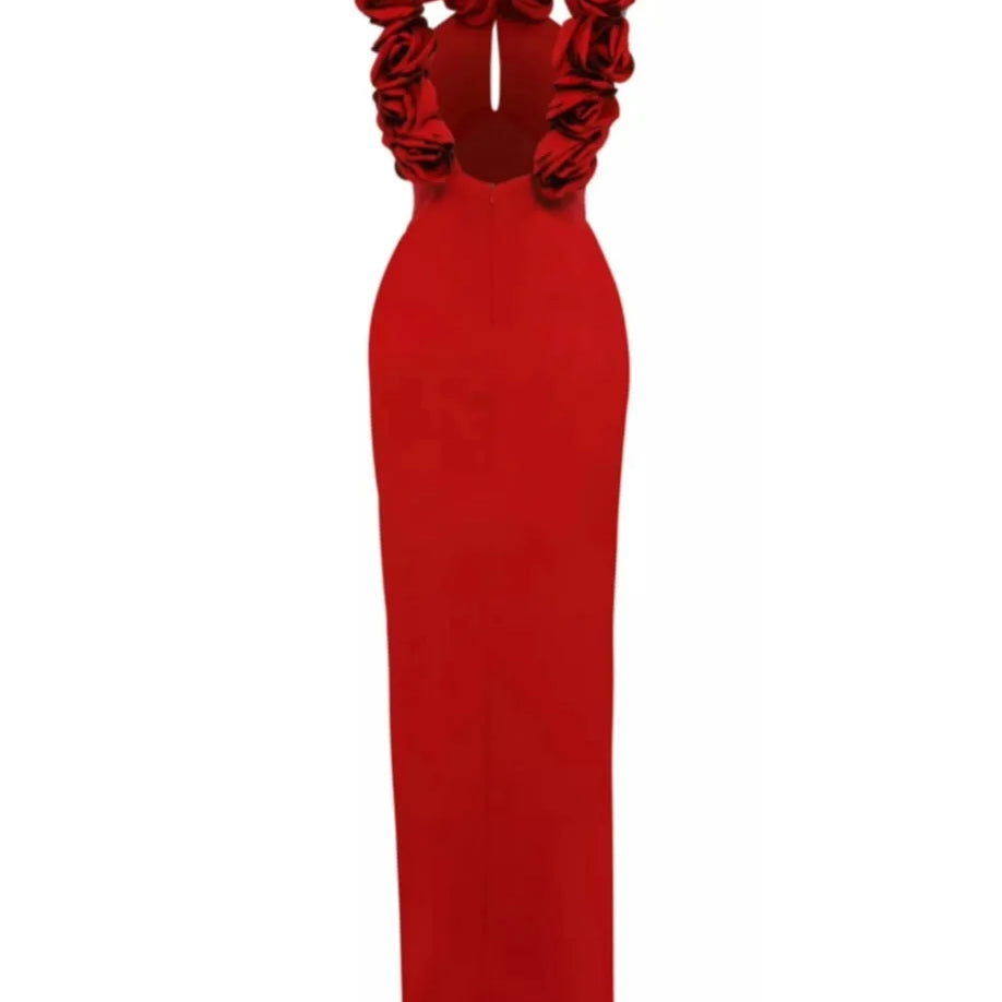 Red Color Women Sexy Off the Shoulder Florals Bodycon Long Bandage Dress Wedding Party Mermaid Celebrate Outfit Vestido