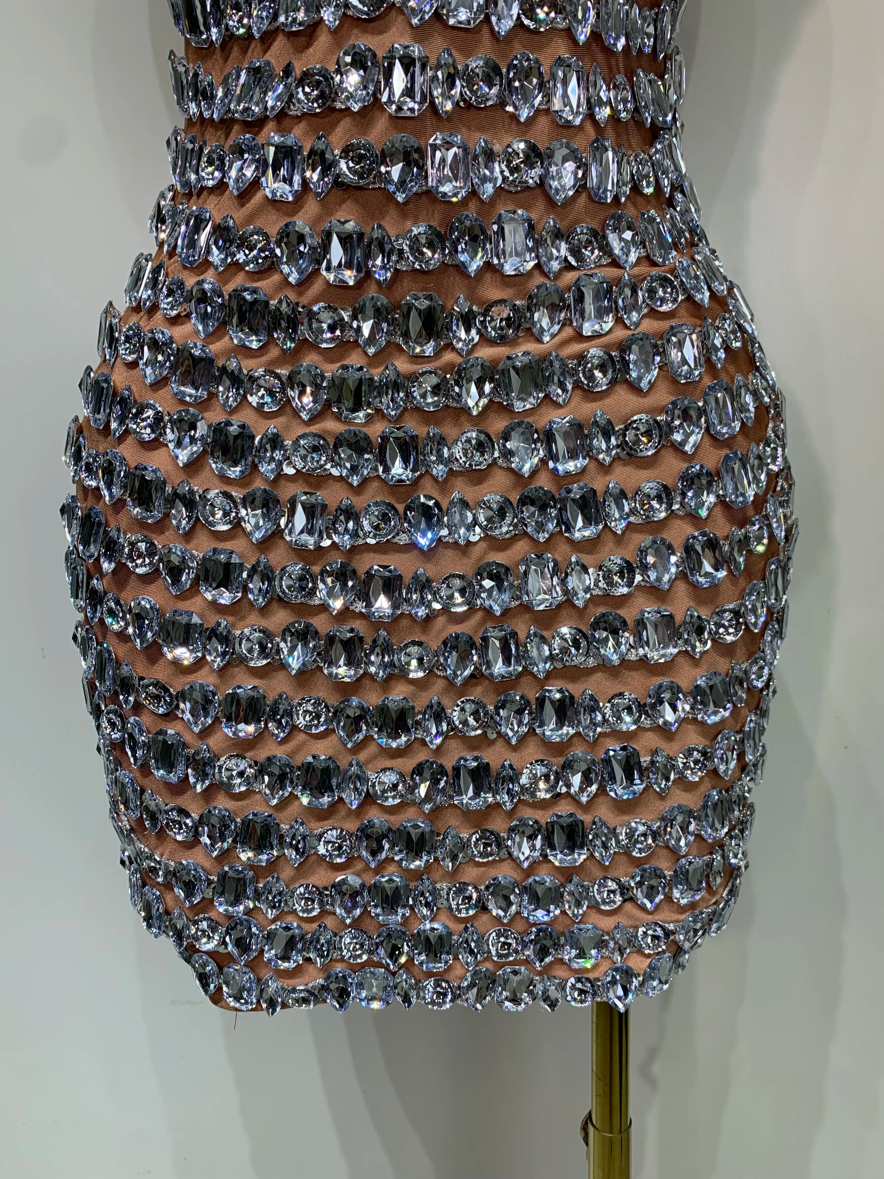 Sexy Sparkly Rhinestones Bodycon Short Dress Women Celebirty Elegant Evening Party Luxury Birthday Gown Photoshoot Stage Costume